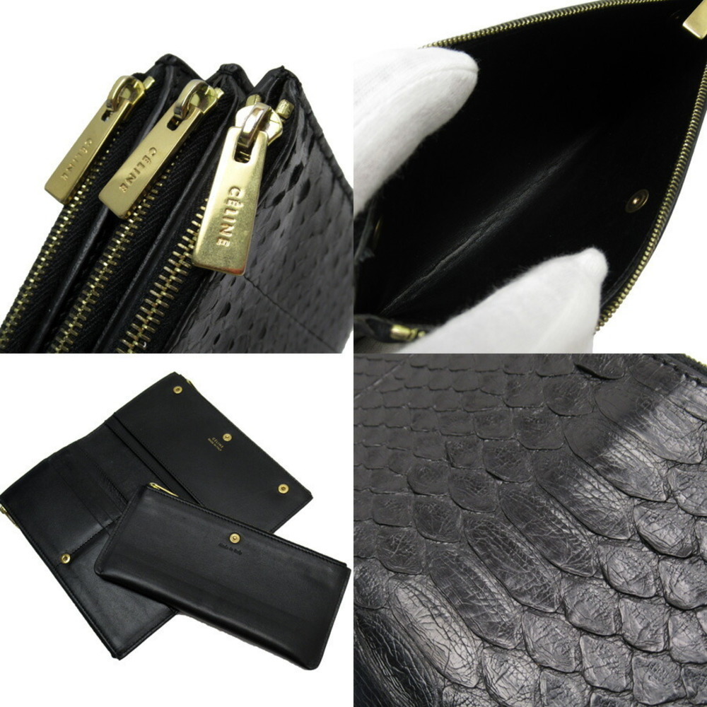 Celine Python Leather Party Bag Black - image 5